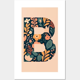 Whimsical Floral Letter B Posters and Art